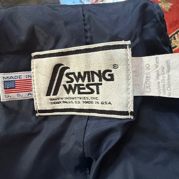 Vintage 1980s Swing West Women’s Blue Insulated Ski Overalls Made in USA Size 10 - Picture 6 of 11